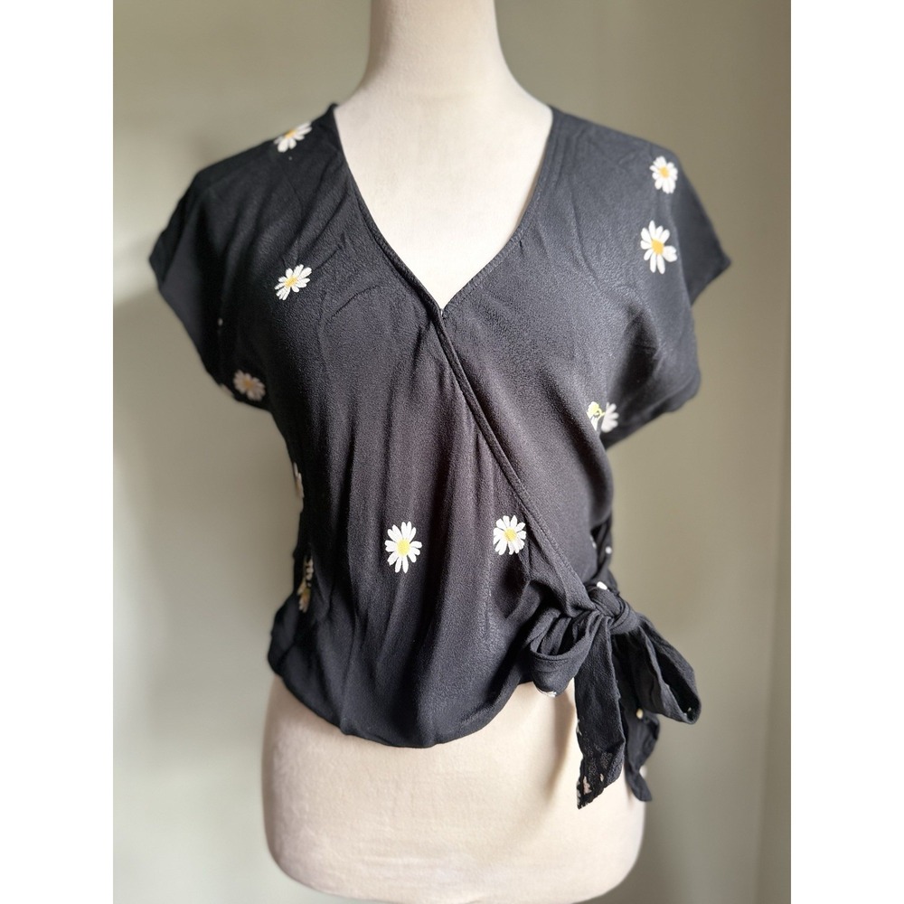 Xs Madewell Sash Tie Wrap Top Floral‎ Boho Cottage Core Y2K Whimsi fairy Blouse
